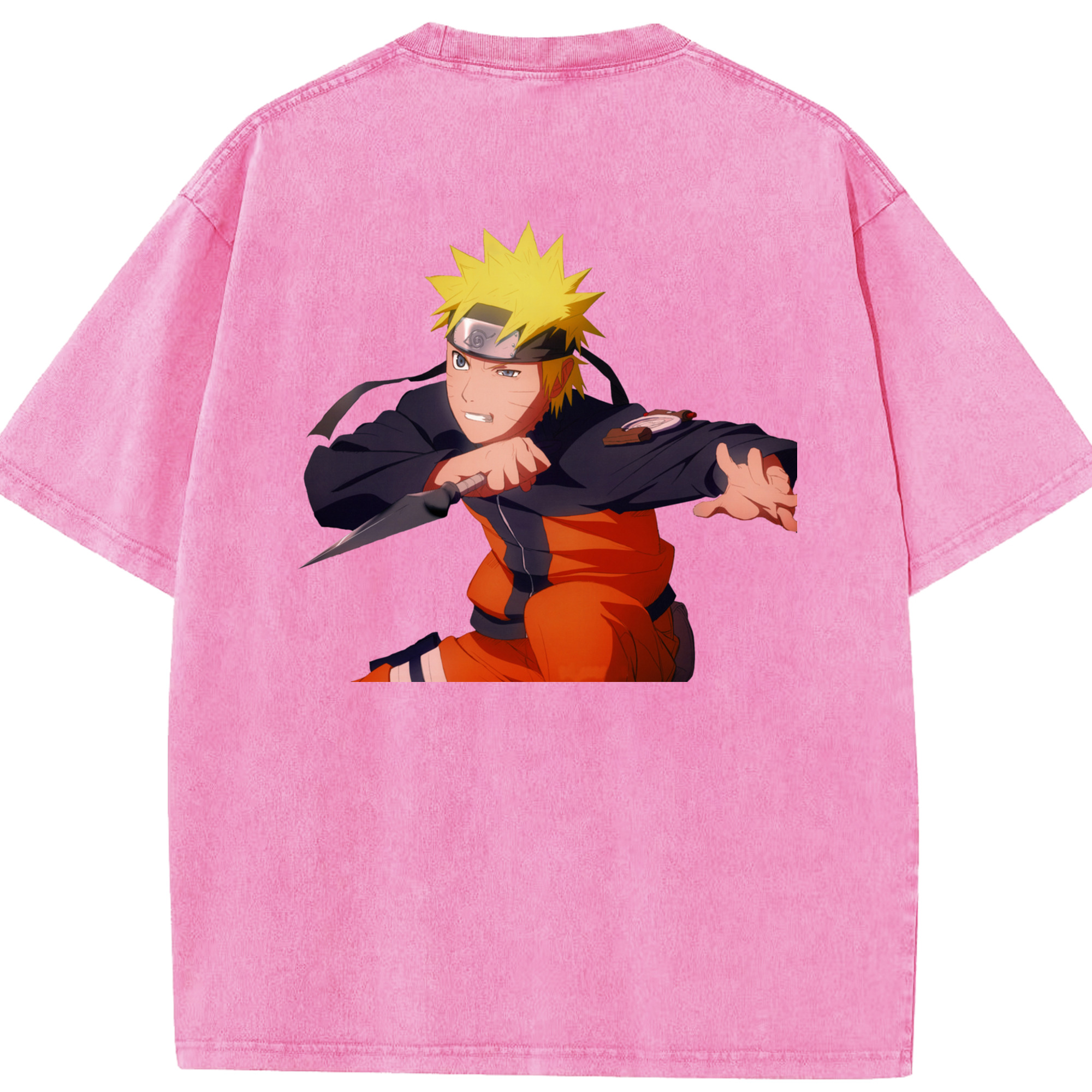 （画像用） NARUTO -ナルト- うずまき ナルト Uzumaki Naruto 綿100% ヴィンテージ風 半袖Tシャツ（背面プリント）
